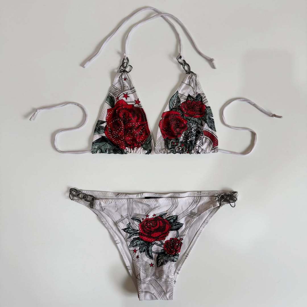 Damen Bikini-Set mit floralen Akzenten und Dekoration EB