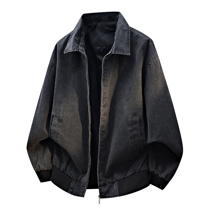 Herren oversized Freizeit-Bomberjacke aus Baumwollmix mit Reißverschluss, Stehkragen und elastischen Bündchen EB