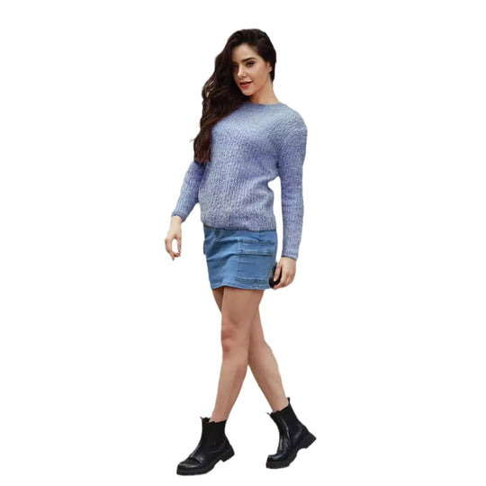 Damen kuscheliger Strickpullover mit hoher Elastizität und modernem Design EB