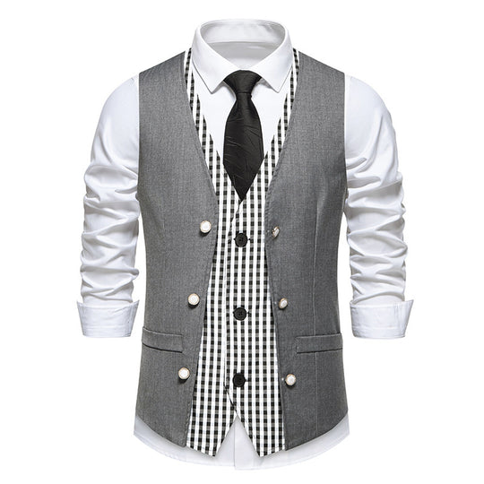 Herren elegante Weste mit kariertem Innenfutter EB