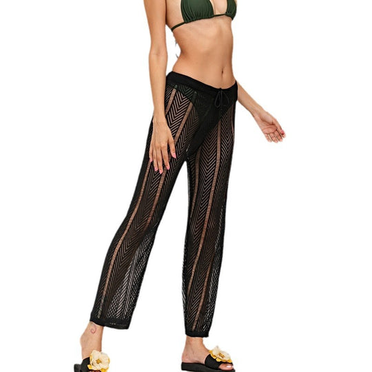 Damen gehäkelte Strandhose mit elegantem Chevron-Muster EB