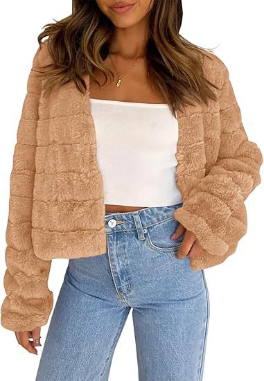 Damen Flauschige und modische Kurzjacke EB