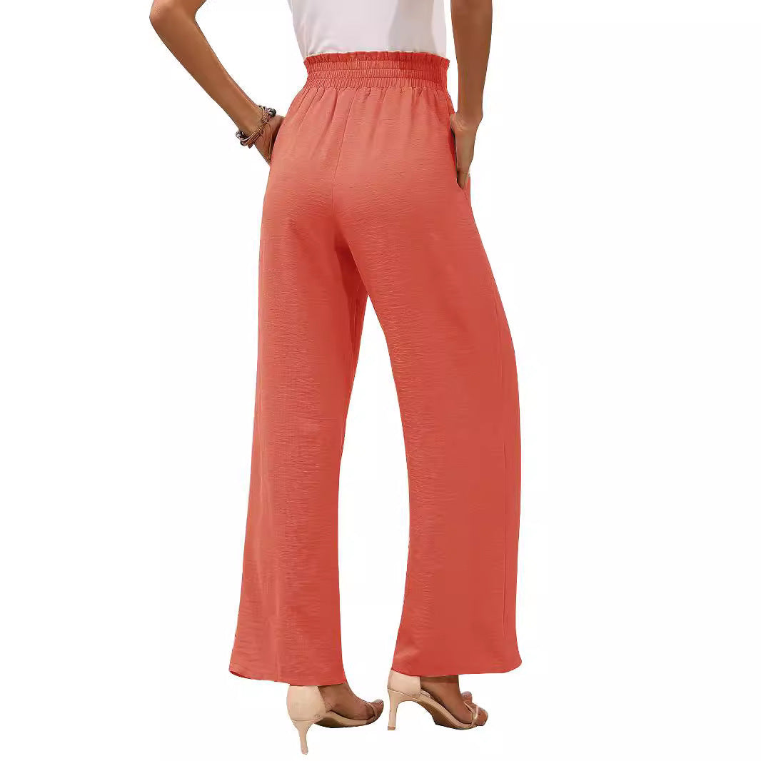 Damen weite Palazzo-Hose mit elastischem Bund und Bindegürtel EB