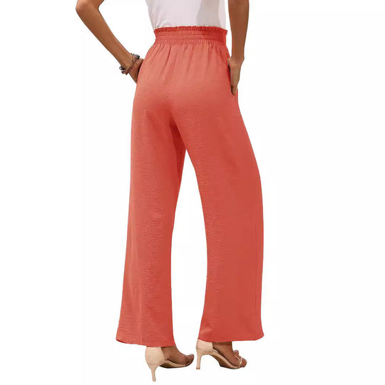Damen weite Palazzo-Hose mit elastischem Bund und Bindegürtel EB
