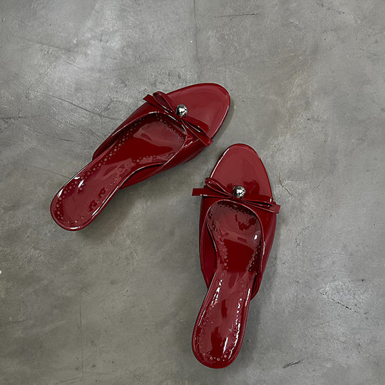 Damen Badeschuhe mit modischem Punkteüberwurf und raffiniertem Schleifendesign EB