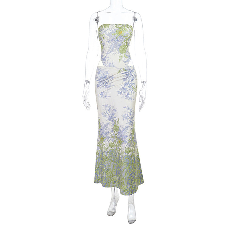 Damen Elegantes Maxikleid mit floralem Muster und figurbetontem Schnitt EB