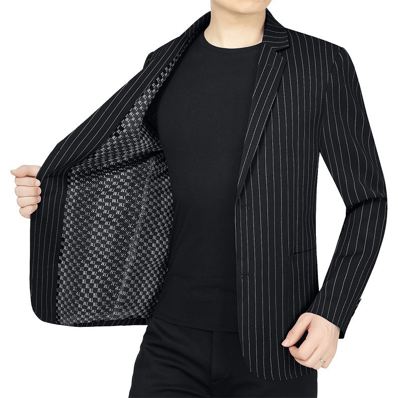 Herren Nadelstreifen-Sakko Slim-Fit mit kontrastivem Innenfutter EB