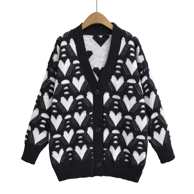 Damen Strickjacke mit Herzenmuster EB