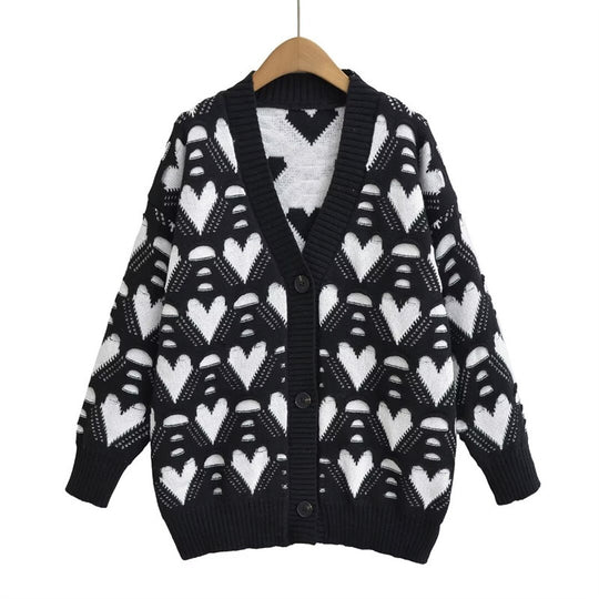 Damen Strickjacke mit Herzenmuster EB