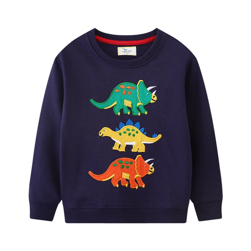 Jungen Sweatshirt mit buntem Dinosaurier-Applikationen EB