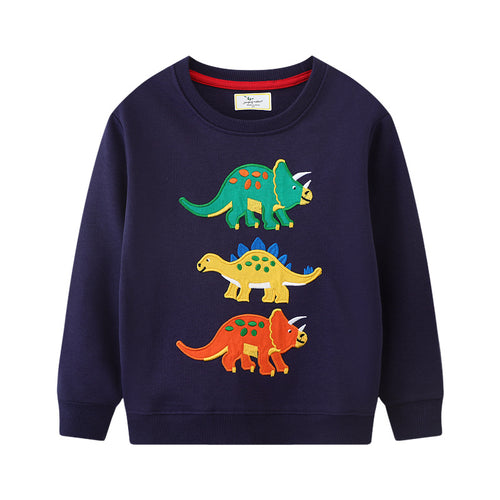 Jungen Sweatshirt mit buntem Dinosaurier-Applikationen EB