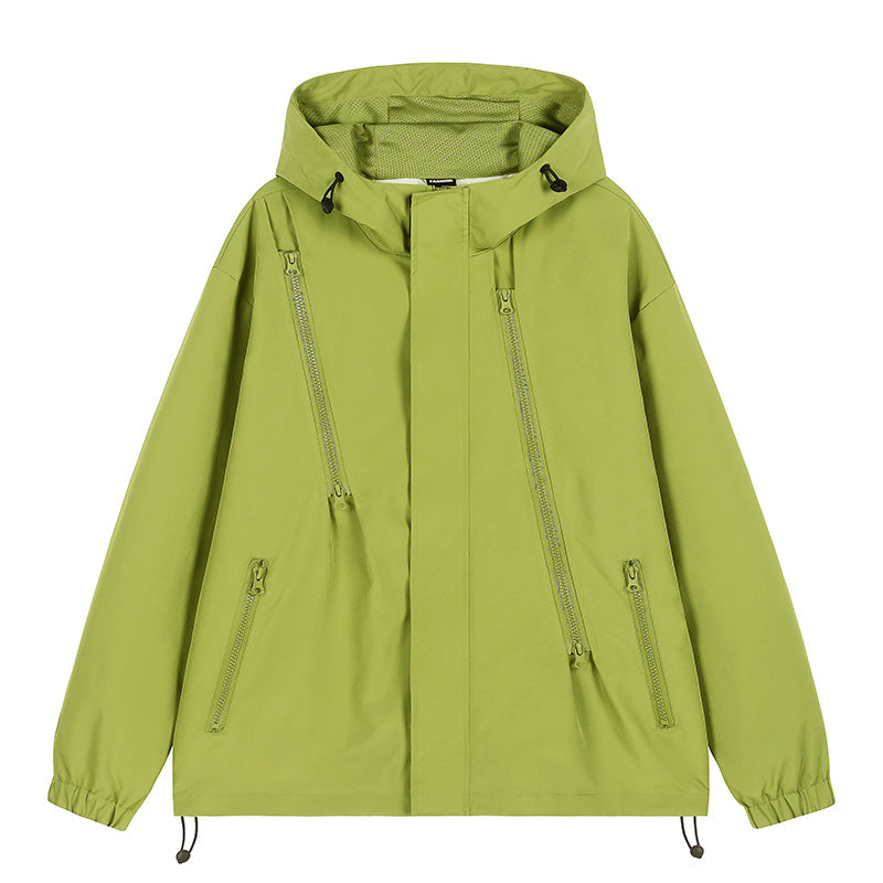 Herren nan technische Kapuzenjacke mit wasserabweisendem Softshell, schrägen Reißverschlusstaschen und verstellbarem Saum EB
