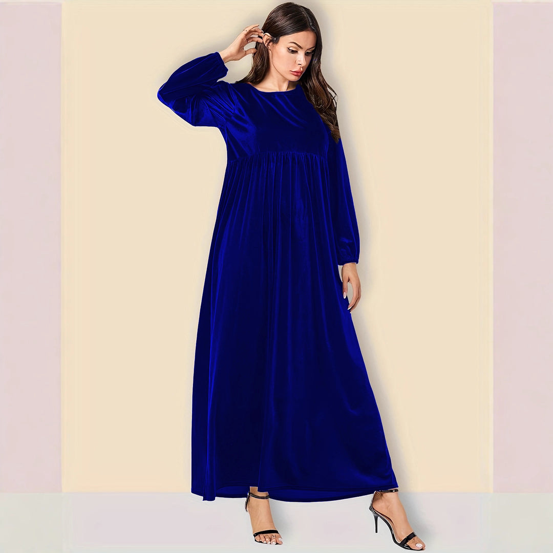 Damen Elegantes Maxikleid aus samtigem Stoff mit weitem Schnitt EB