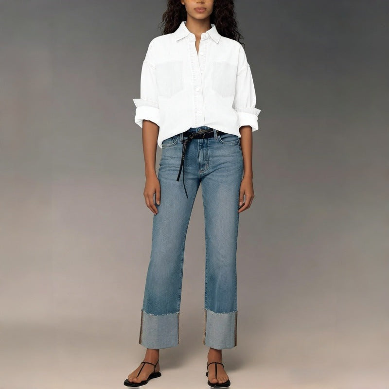 Damen Designer Jeans im modernen Boyfriend-Stil mit einzigartigen Detailverarbeitungen EB