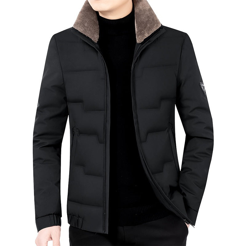 Herren Slim-Fit Wattierte Übergangsjacke mit weichgefüttertem Stehkragen und verdecktem Reißverschluss EB