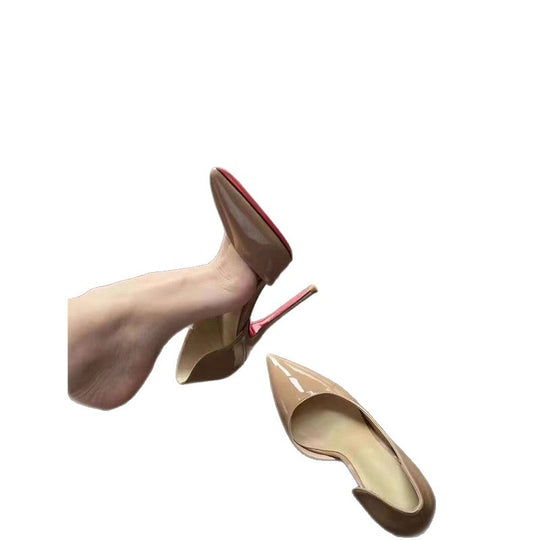 Damen elegante spitze Stiletto-Pumps mit hochglänzender Oberfläche EB