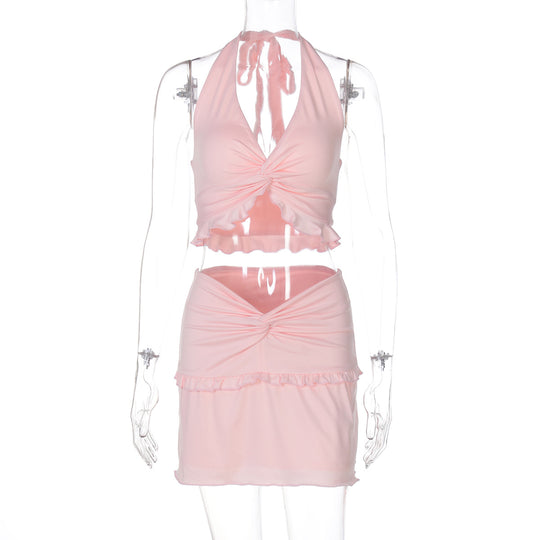 Damen Verspieltes Crop-Top und Minirock Set EB