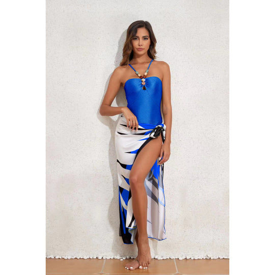 Damen Bandeau-Badeanzug mit asymmetrischem Rock EB