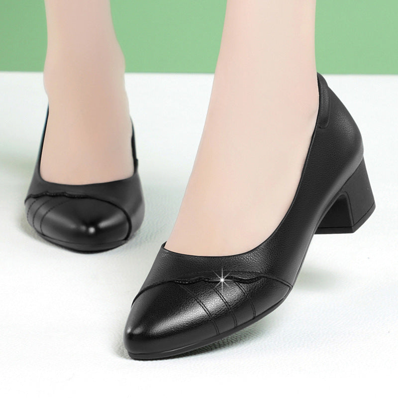 Damen elegante Pumps mit stilvollem Wellenmuster und komfortablem Blockabsatz EB