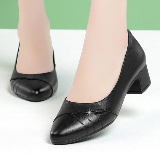 Damen elegante Pumps mit stilvollem Wellenmuster und komfortablem Blockabsatz EB