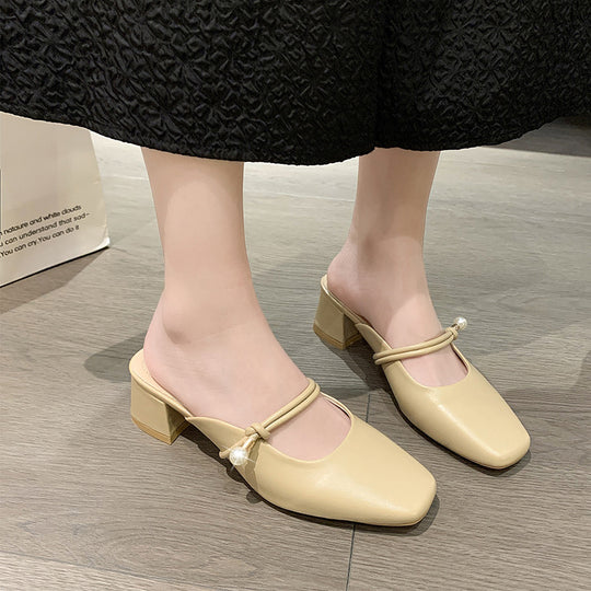 Damen Elegante Slingback-Pumps mit dekorativem Riemchen und feinem Perlenschmuck EB