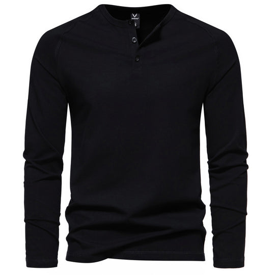 Herren nan langärmeliges Henley-Shirt aus Baumwollmischung mit Knopfleiste und schmaler Schnitt EB
