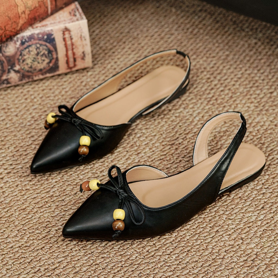 Damen Slingback-Ballerinas mit eleganter Schleifenapplikation und attraktivem Schmuckdetail EB