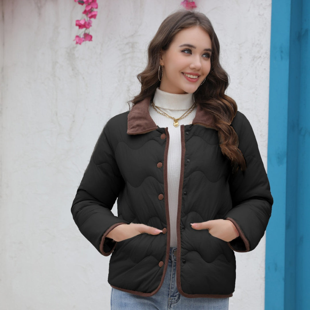 Damen gesteppte Kurzjacke mit schickem Kragen EB
