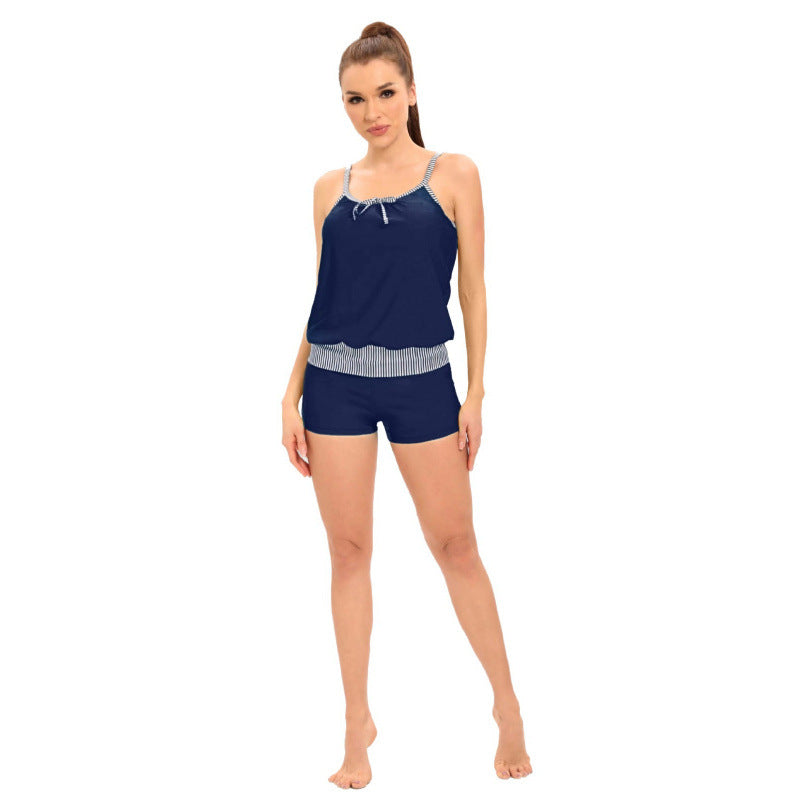 Damen Freizeit-Bikini-Set mit elastischer Taillierung und modischen Trägerdetails EB