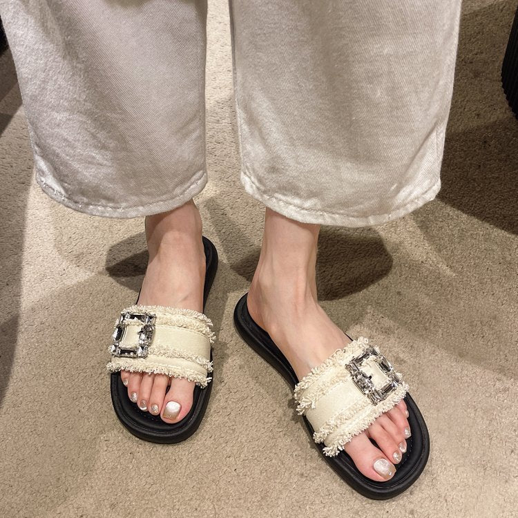 Damen elegante Mules mit glamourösem Strassakzent EB