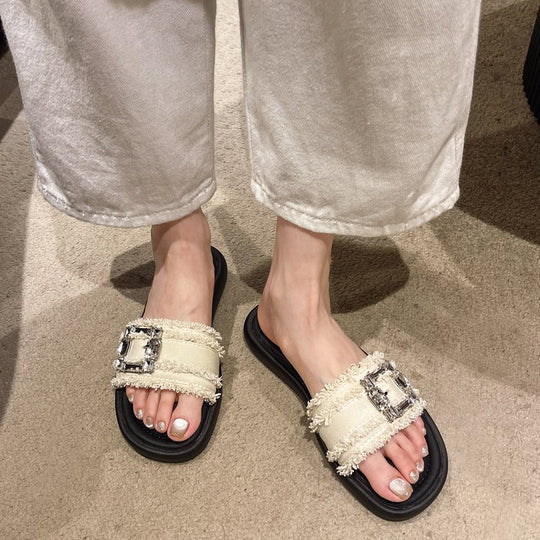 Damen elegante Mules mit glamourösem Strassakzent EB