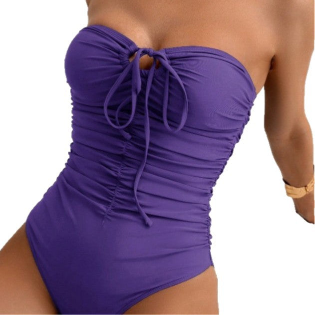 Damen Bandeau Badeanzug mit stylishen Raffungen EB