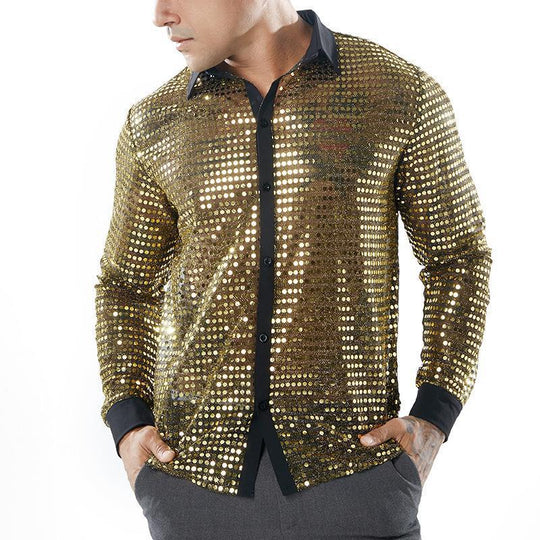Herren Glänzendes Partshirt mit Strassmotiven EB