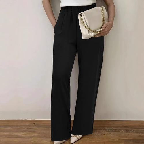 Damen Weite Hochtaillierte Stoffhose mit elegantem Gummibund EB