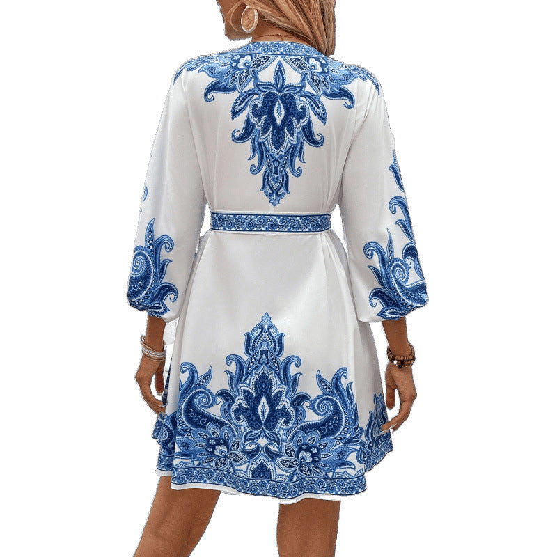 Damen Besticktes A-Linien Mini Kleid EB