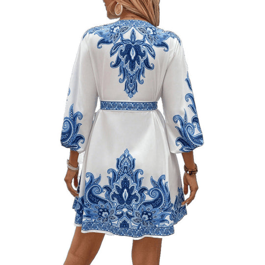 Damen Besticktes A-Linien Mini Kleid EB