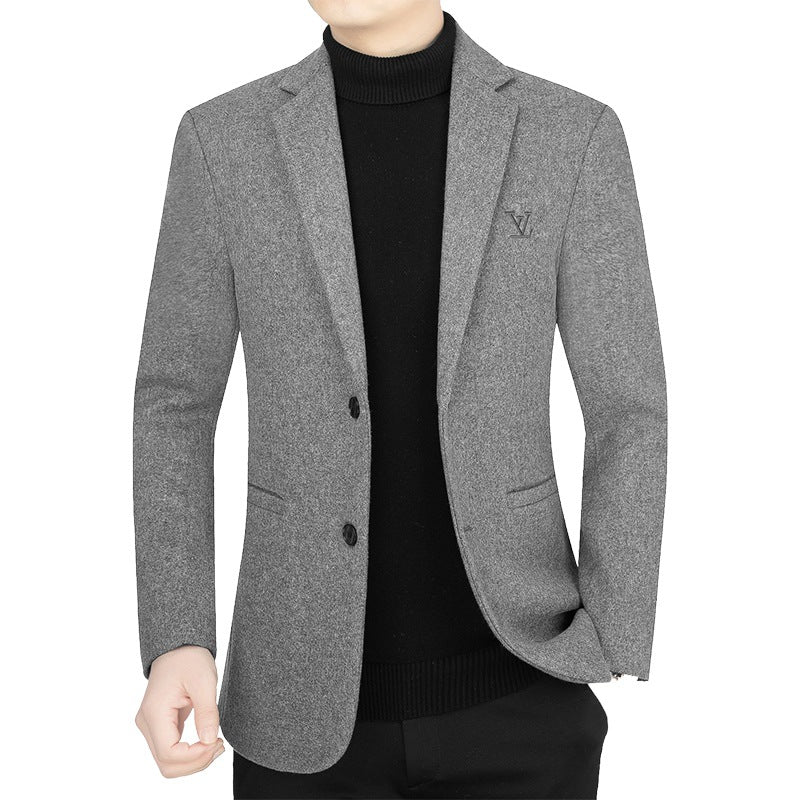Herren Slim-Fit Sakko im Filzlook mit minimalistischen Pattentaschen EB