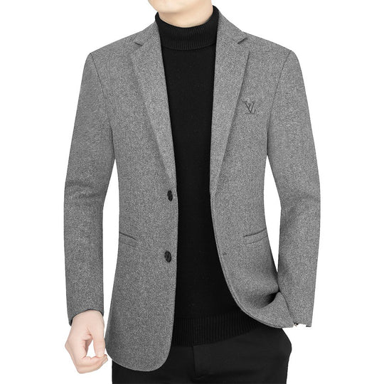 Herren Slim-Fit Sakko im Filzlook mit minimalistischen Pattentaschen EB