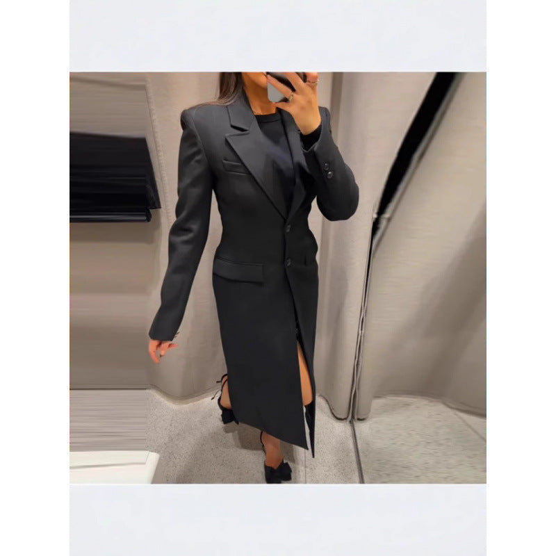 Damen Eleganter Longblazer mit schmaler Silhouette und klassischen Details EB