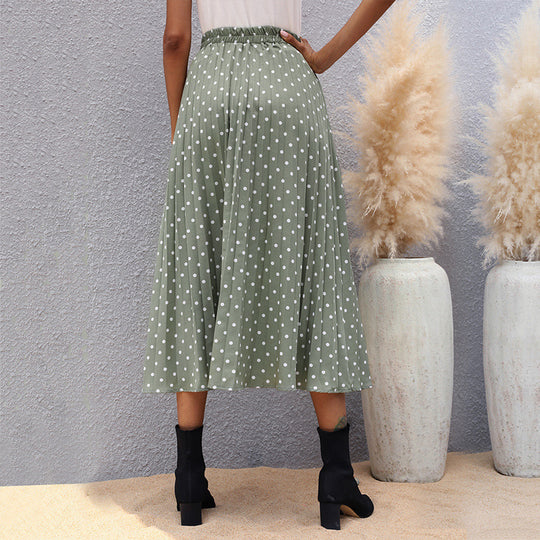 Damen asymmetrischer Maxirock mit Punkten und elegantem Schlitz EB