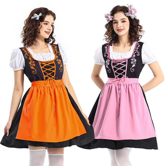 Damen nan traditionelles Dirndlkleid mit dekorativer Schnürung und abnehmbarer Schürze EB
