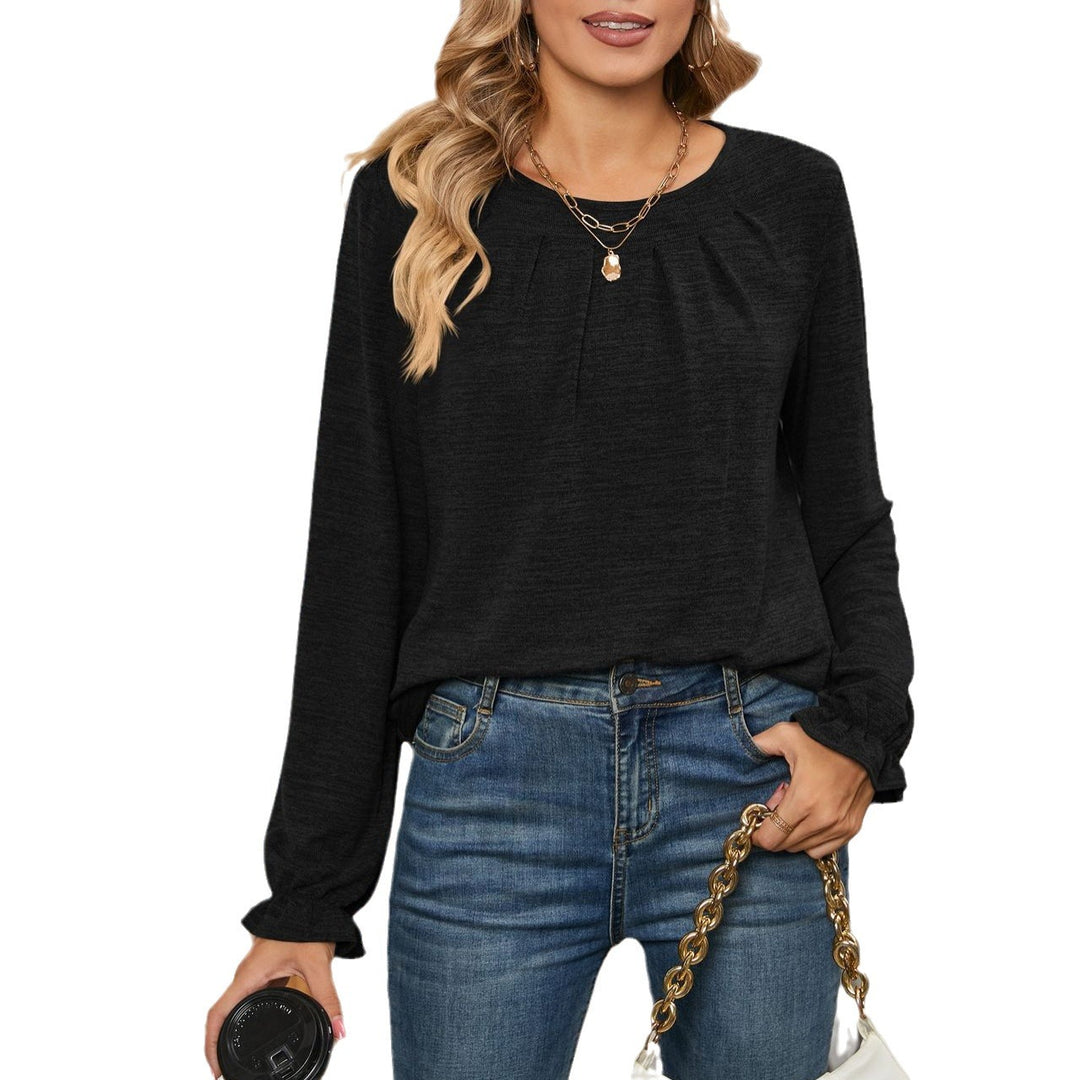 Damen Langarmshirt mit dekorativen Falten EB