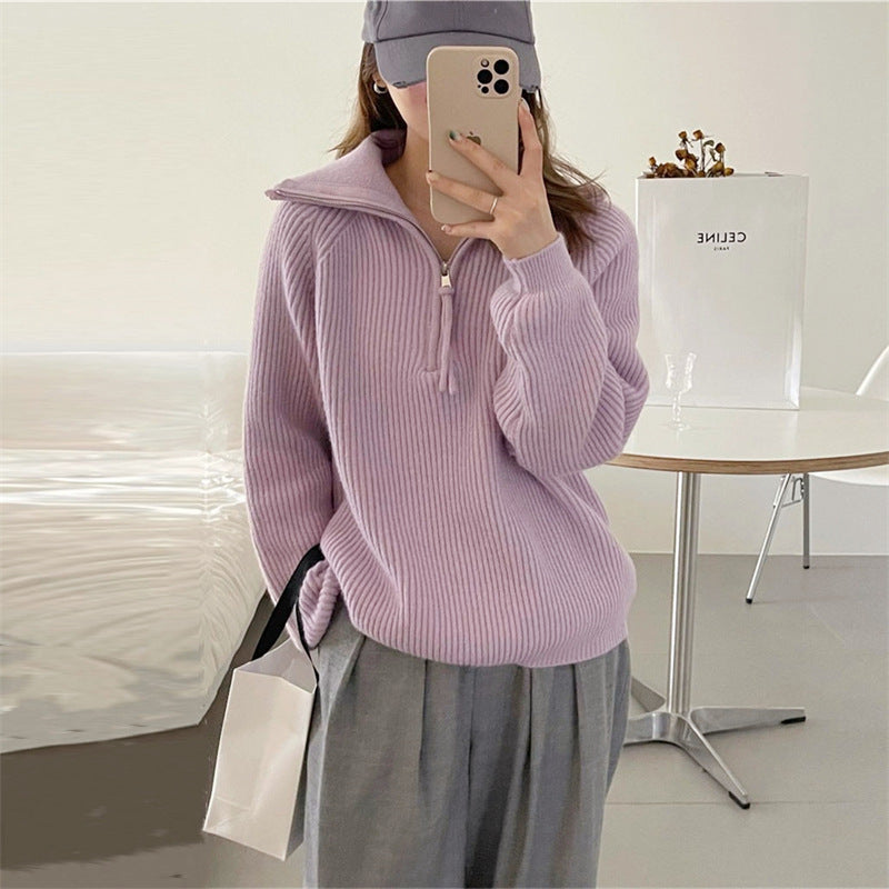 Damen Kuscheliger Strickpullover im Stehkragenstil EB