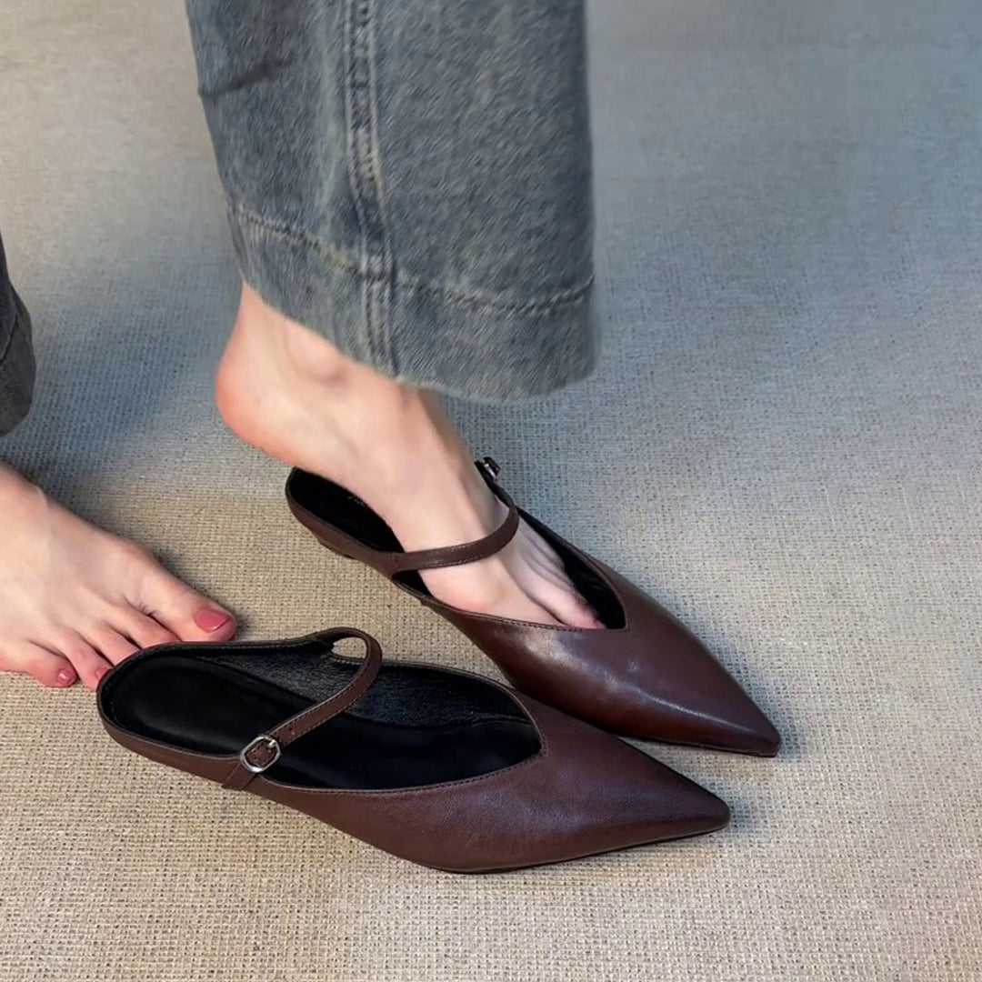 Damen Slingback Ballerinas mit eleganter Spitze und verstellbarem Riemen EB