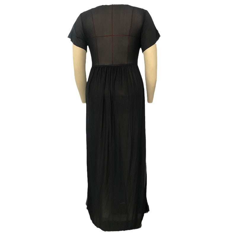 Damen Maxikleid mit V-Ausschnitt und fließender Silhouette EB