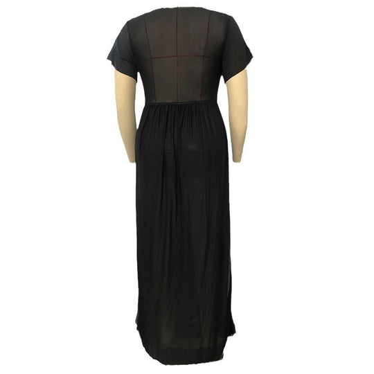 Damen Maxikleid mit V-Ausschnitt und fließender Silhouette EB