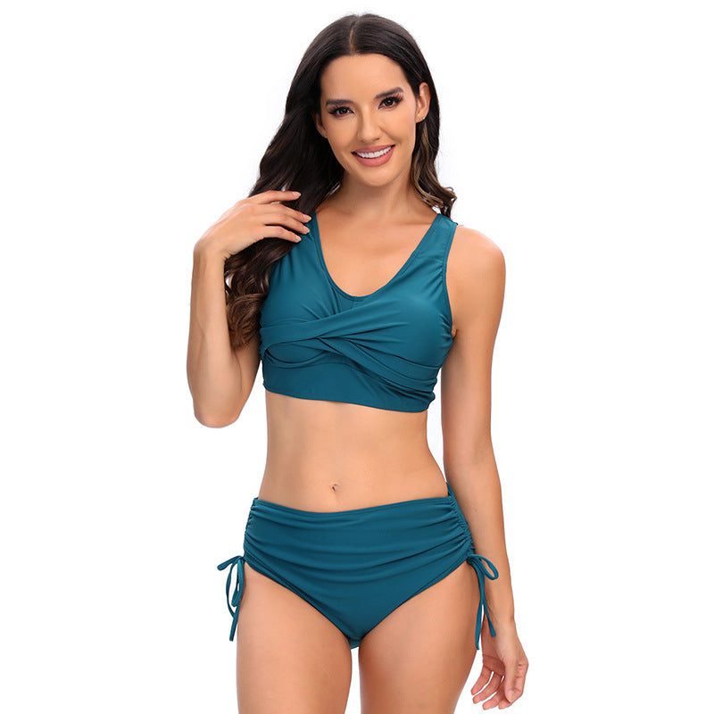 Damen Bikini-Set mit schickem Wickeloberteil und hoch taillierten Höschen EB