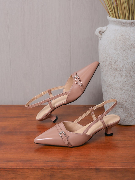 Damen Slingback High-Heel Sandalen mit elegantem Spitzendesign EB