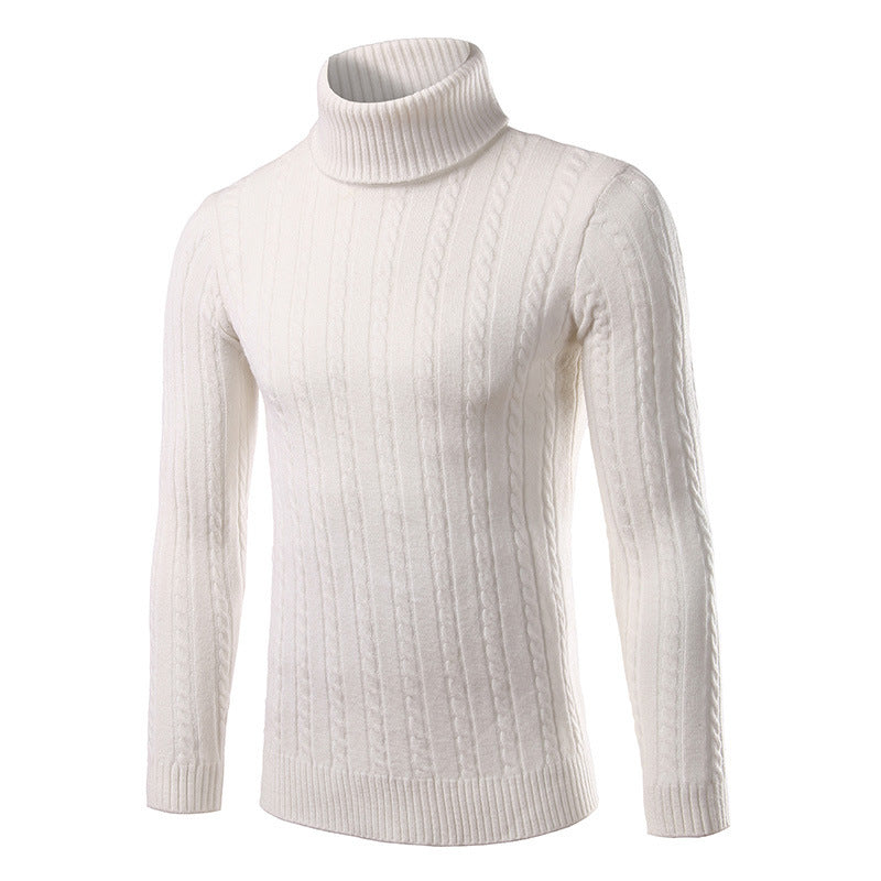 Herren stilvoller Rollkragenpullover mit Zopfmuster EB