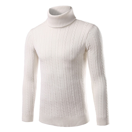 Herren stilvoller Rollkragenpullover mit Zopfmuster EB